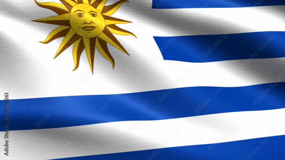Realistic flag of Uruguay, Seamless looping with highly detailed fabric texture, 4k resolution Realistic flag of Uruguay, Seamless looping with highly detailed fabric texture, 4k resolution