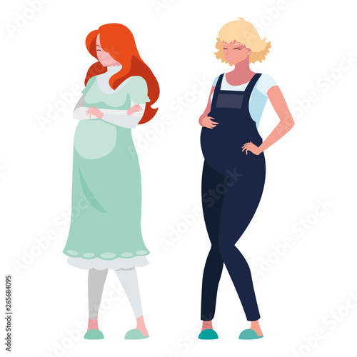 couple of beautiful pregnancy women characters