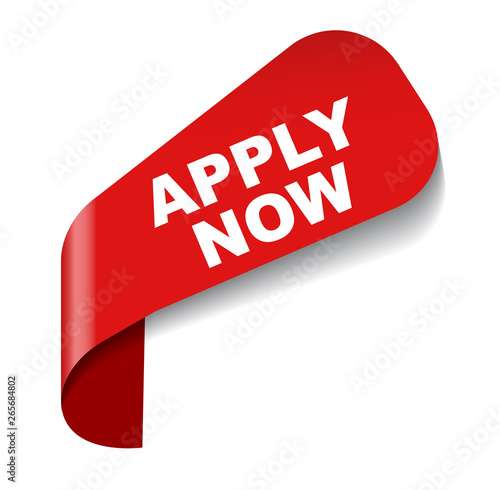 red vector banner apply now