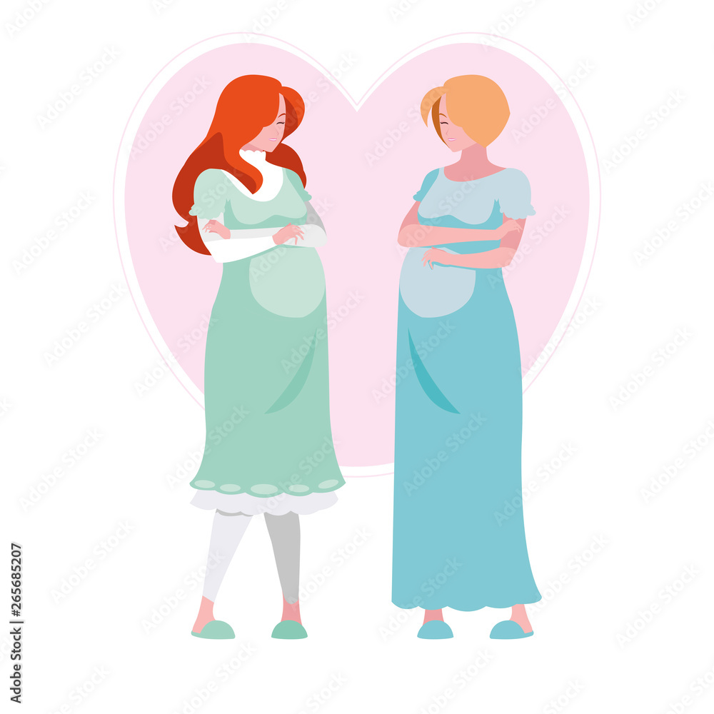 couple of beautiful pregnancy women in heart couple of beautiful pregnancy women in heart