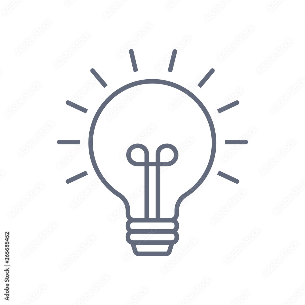 Light Bulb line icon vector, isolated on white background. Idea sign, solution, thinking concept. Lighting Electric lamp. Electricity, shine. Light Bulb line icon vector, isolated on white background. Idea sign, solution, thinking concept. Lighting Electric lamp. Electricity, shine.