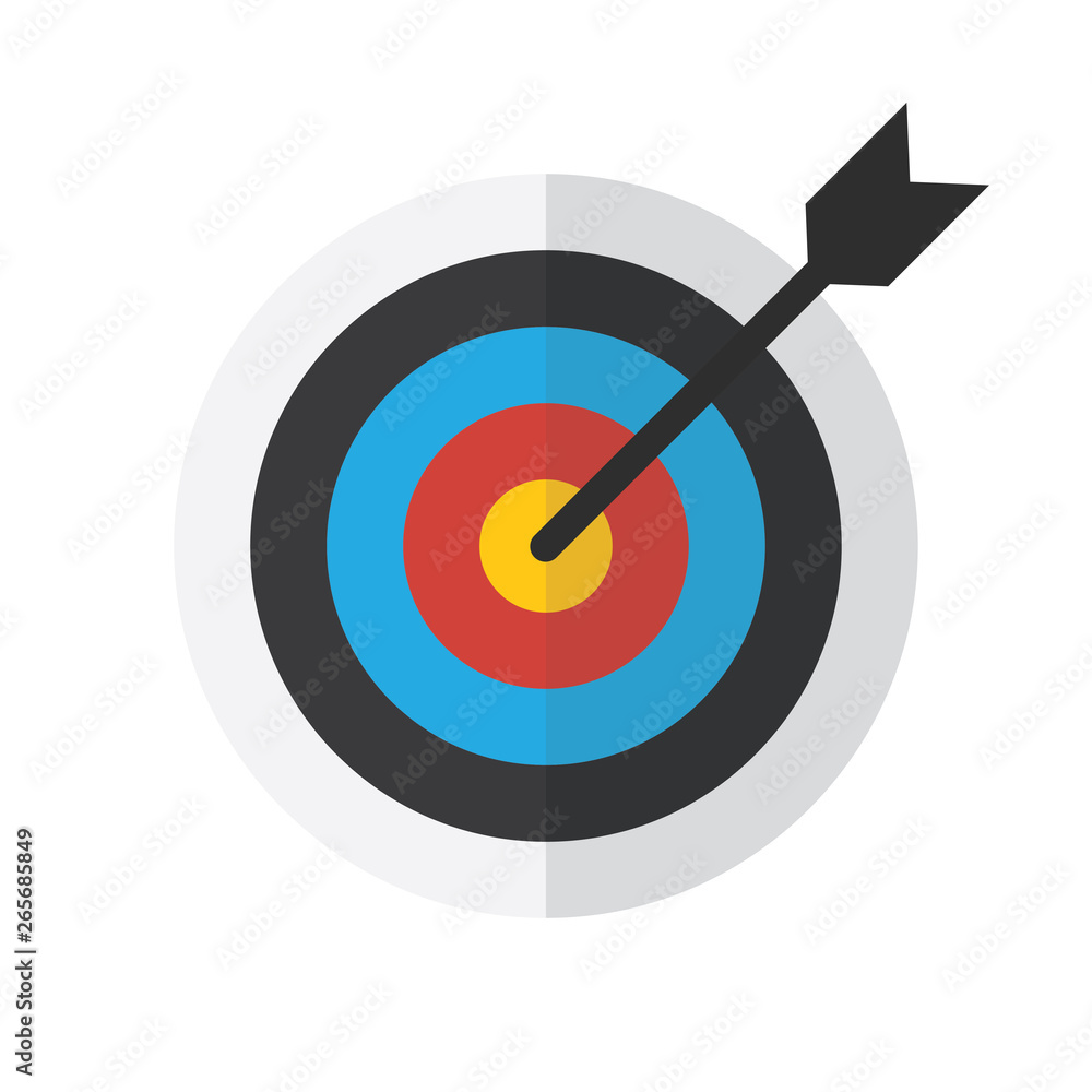 Arrow hitting target. Flat design vector illustration. Arrow hitting target. Flat design vector illustration.