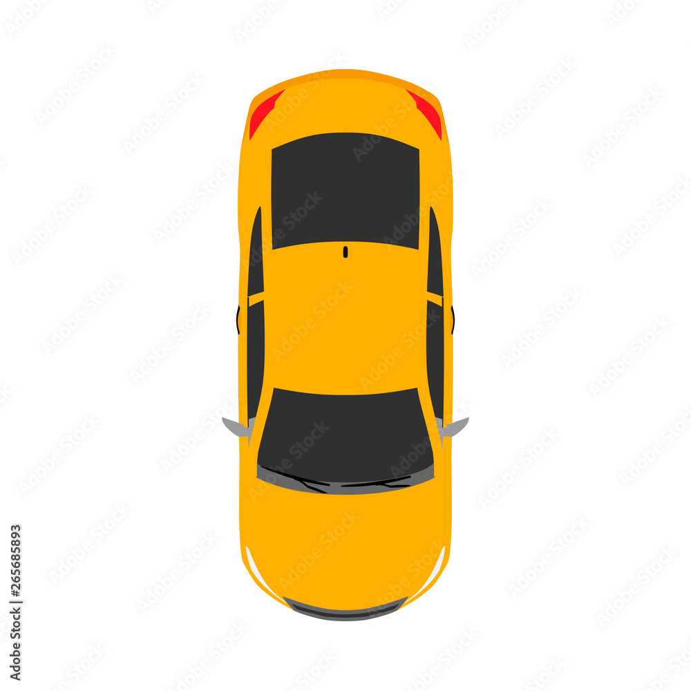 Fototapeta Car top view concept urban automobile flat vector icon isolated on white