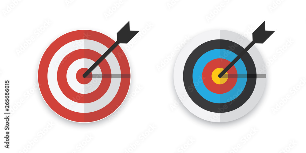Arrow hitting target. Flat design vector illustration. Arrow hitting target. Flat design vector illustration.
