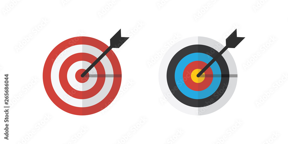 Arrow hitting target. Flat design vector illustration. Arrow hitting target. Flat design vector illustration.