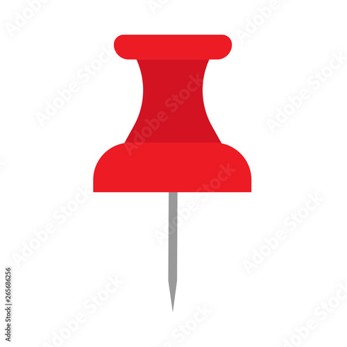 Thumbtack red symbol flat equipment agenda organizer. Vector push pin paper