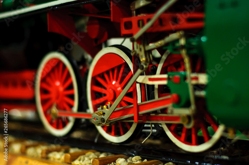 Warsaw, Poland - April 29, 2019: mock retro train in miniature in a railway museum.