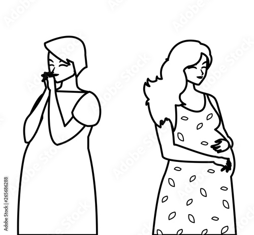 couple of beautiful pregnancy women characters