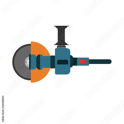 Angle grinder hand technology manufacturing circular tool. Construction flat equipment factory