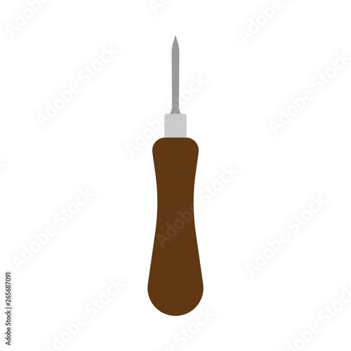 Awl groover shoemaker vector handle tool icon. Work equipment tailor industry illustration