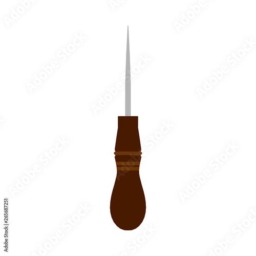 Awl groover shoemaker vector handle tool icon. Work equipment tailor industry illustration