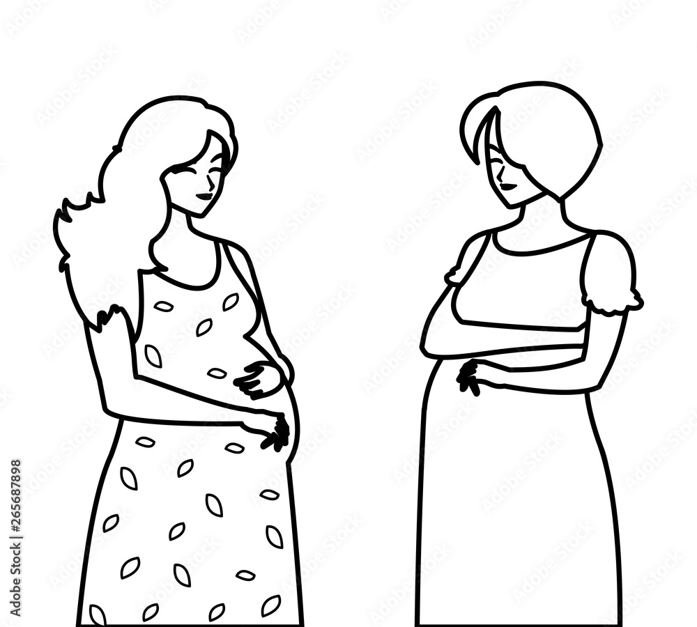 couple of beautiful pregnancy women characters couple of beautiful pregnancy women characters