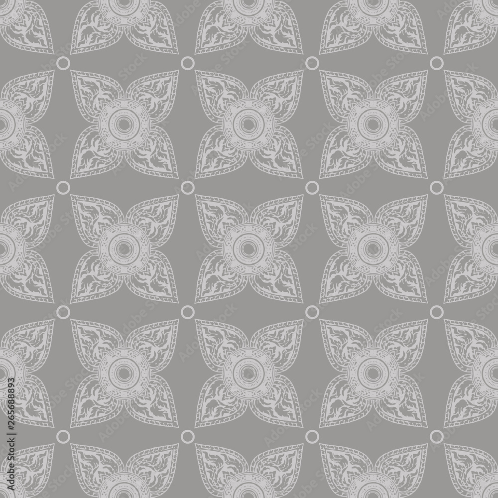 Thailand Ethnic seamless patterns gray ornaments design