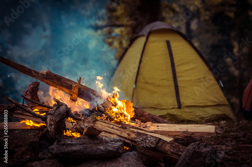camping on fire