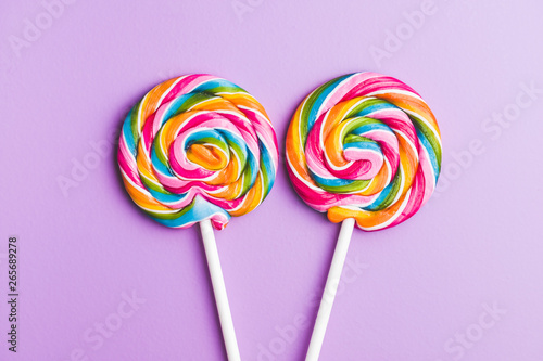 Two sweet colorful lollipop.