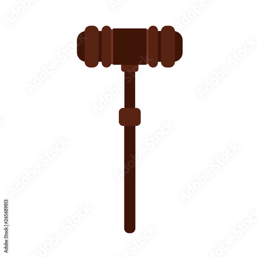 Judge gavel wooden decision system law vector icon. Tribunal guilty hammer rule jurisprudence element