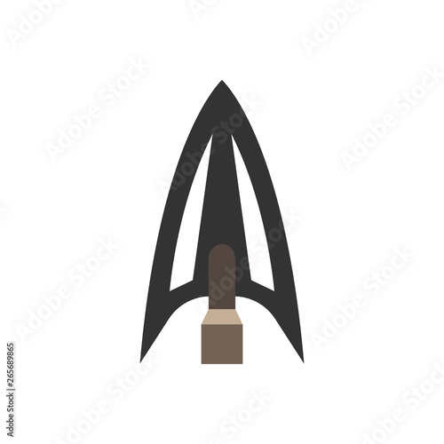 Arowhead bow flat vector shape element archery. Tribal weapon icon retro