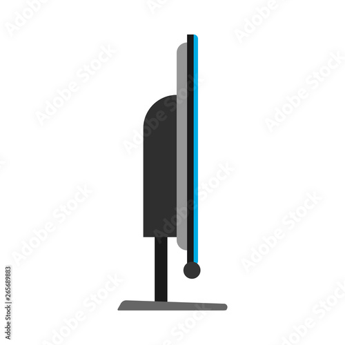 TV unit communication equipment screen vector. Interior multimedia electronic icon television side view