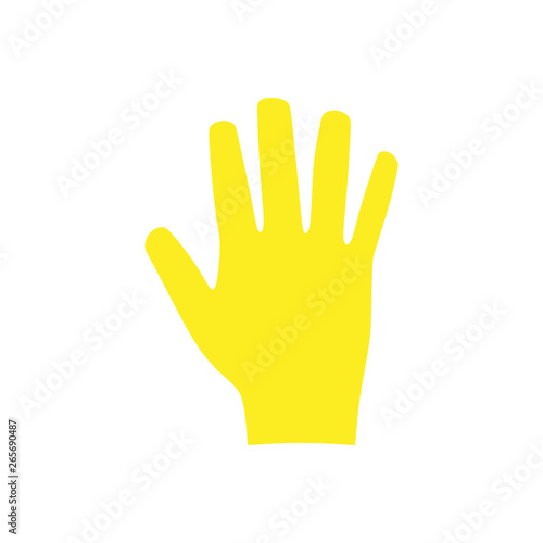 Work gloves yellow professional care service housework vector icon. Uniform equipment garden protection