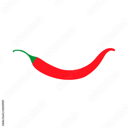 Red chili pepper ingredient vegetarian design vector icon top view. Cuisine color hot food isolated flat white.