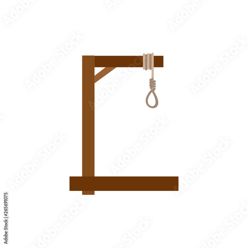 Guillotine vector flat icon execution death cutter. Equipment old illustration symbol tool punishment medieval