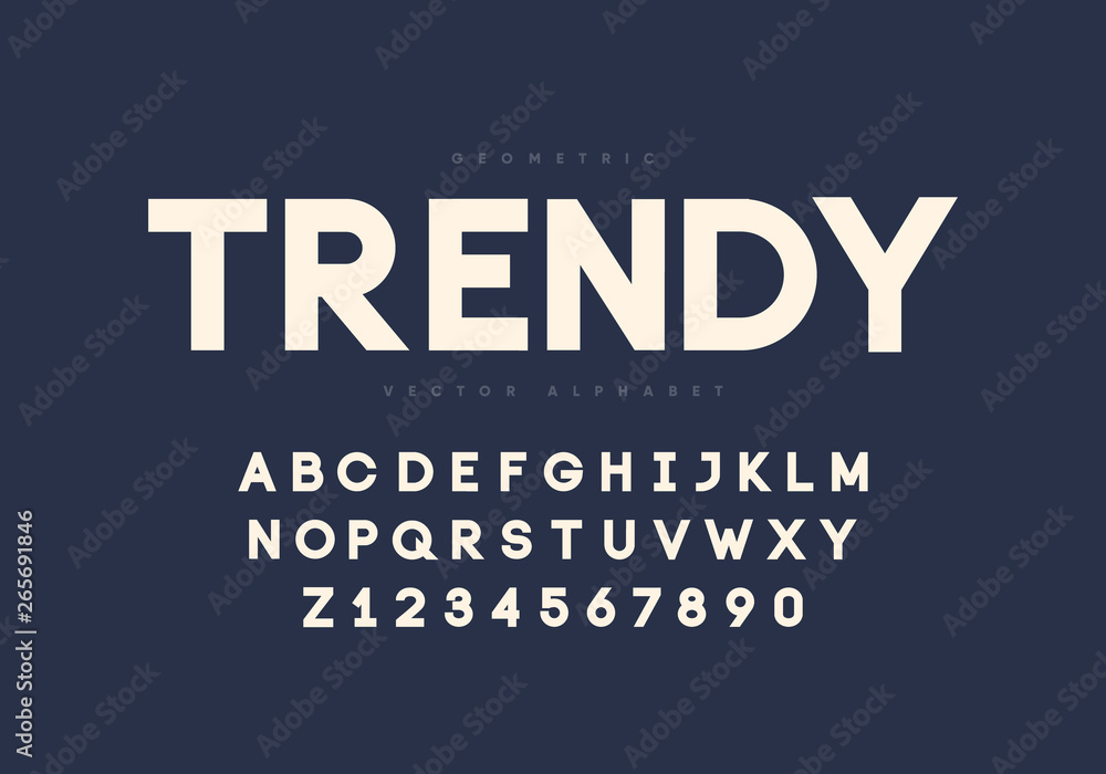Bold modern font design. Aplhabet and numbers. Eps10 vector.