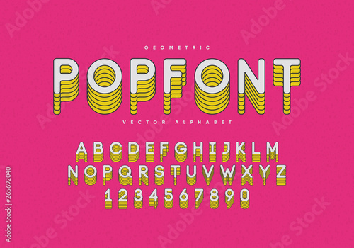 Pop font design. Alphabet and numbers. Eps10 vector.