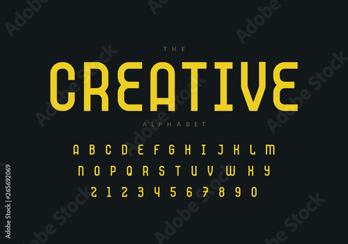 Thin retro font design. Aplhabet and numbers. Eps10 vector.