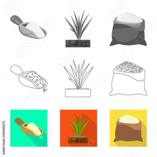 Isolated object of crop and ecological logo. Set of crop and cooking vector icon for stock.