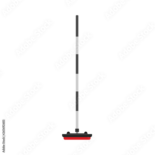 Сurling broom stick sport equipment club game stone vector icon. Ice winter competition exercise  illustration slide