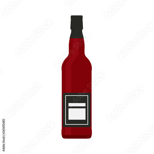 Wiskey bottle beverage liquid party symbol. Cognac glass object celebration vector icon alcohol.