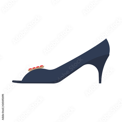 Court shoes isolated blue symbol female logo vector icon side view. Woman fashion boot flat illustration elegant