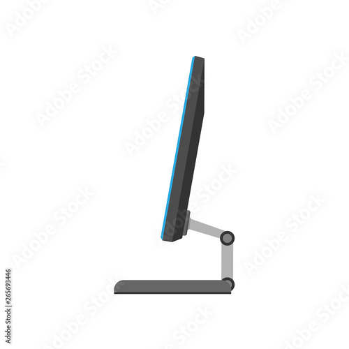 Monitor side view screen computer equipment vector icon. Electronic communication technology work office PC.