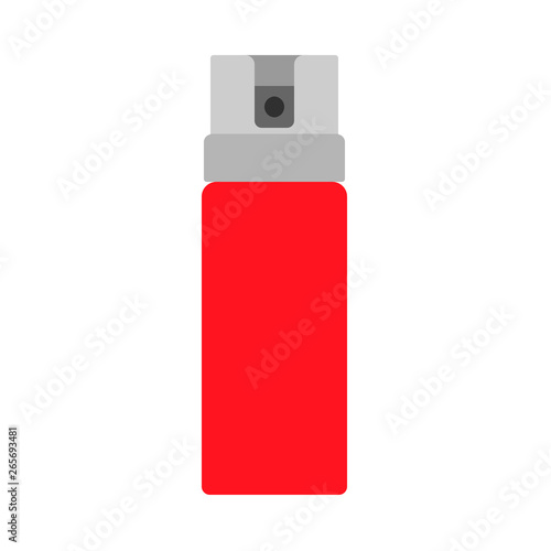 Spray paint can red graffiti aerosol vector icon equipment. Bottle tool street wall vandalism flat container
