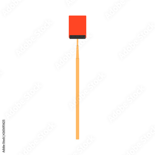 Fly swatter red vector control pest mosquito vector icon. Plastic handle equipment tool protection isolated white