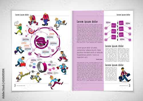 Design vector template brochures, flyers, presentations for business with cartoon characters