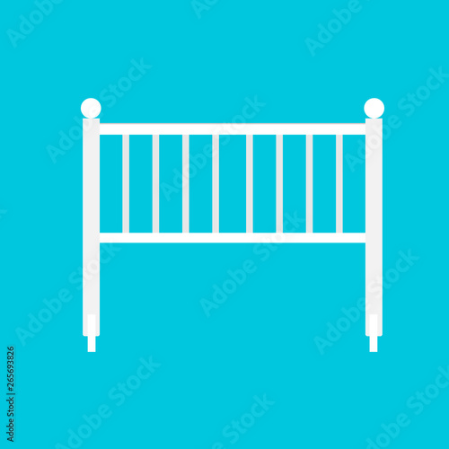 Cradle baby white flat symbol art. Little silhouette equipment bed kid vector icon. Bed child cot  illustration