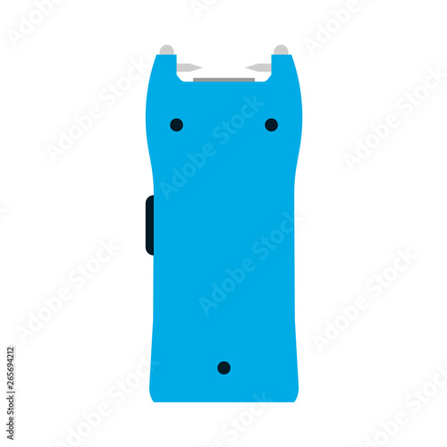 Taser security police law vector icon gun. Hand electroshock cartoon weapon stun shock electricity silhouette