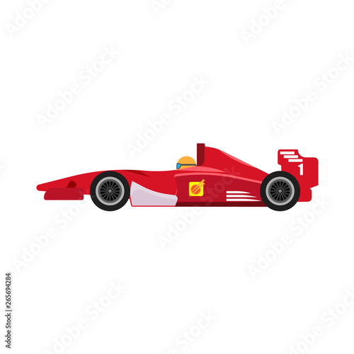 Wandcirkels Formule 1 rode racewagen zijaanzicht vector pictogram.  Kampioenschap één motorsport extreme f1 voertuigaandrijving - Nikkel-Art.nl