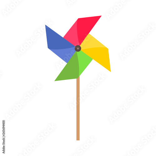Pinwheel bright childhood happy symbol. Fan vector icon paper wind toy origami. Rainbow wheel illustration color