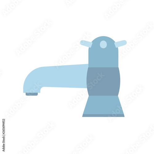 Faucet side view symbol equipment water tap vector icon. Household blue bathroom sink pipe isolated illustration © GOLDMAN