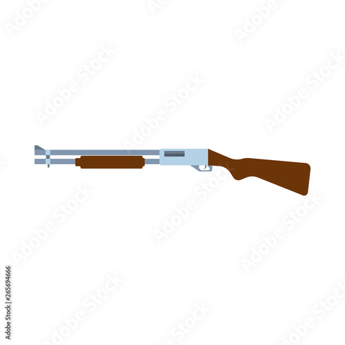 Shotgun side view military war design sign. Army equipment violence shoot gun. Police vector icon rifle isolated