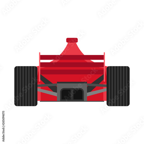 Formula 1 red racing car back view vector icon. Championship one motorsport extreme f1 vehicle drive