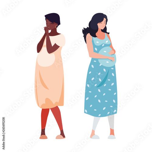 interracial couple of pregnancy women characters