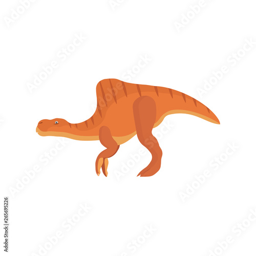 Dinosaur side view vector flat icon. Reptile wild lizard fantasy symbol cartoon. Dino animal prehistoric character graphic style