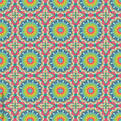 seamless wallpaper pattern with tan  blue chill and indian red colors. can be used for cards  posters  banner or texture fasion design