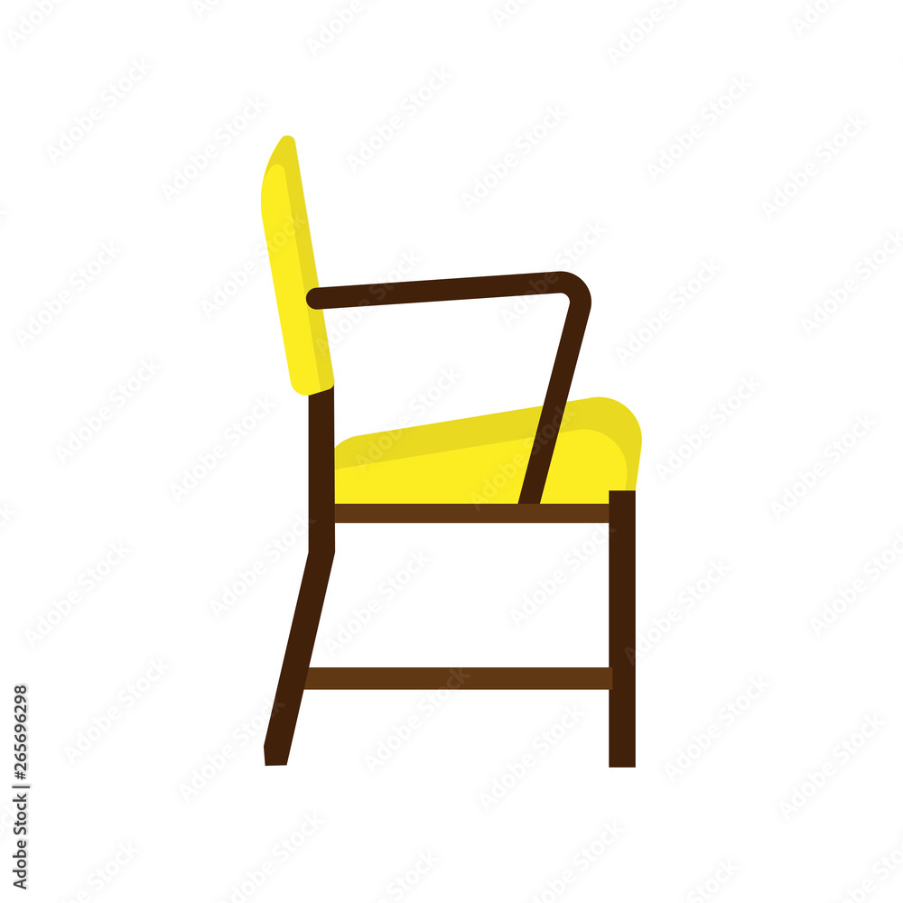 Armchair side view furniture vector icon illustration isolated. Modern interior comfortable home seat relax flat element Armchair side view furniture vector icon illustration isolated. Modern interior comfortable home seat relax flat element