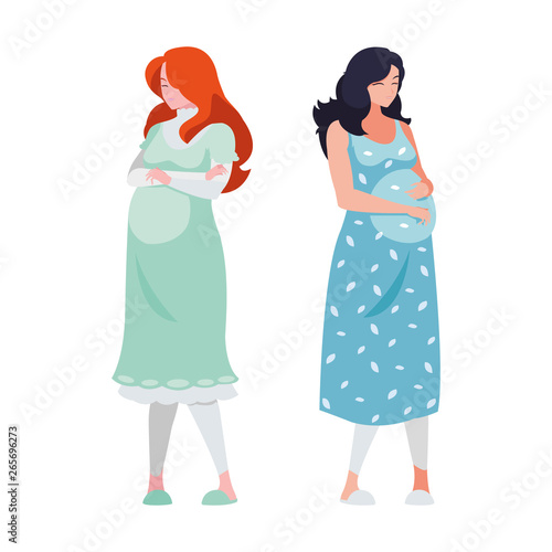 couple of beautiful pregnancy women characters
