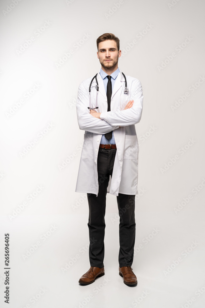Full length young medical doctor on white background. Full length young medical doctor on white background.
