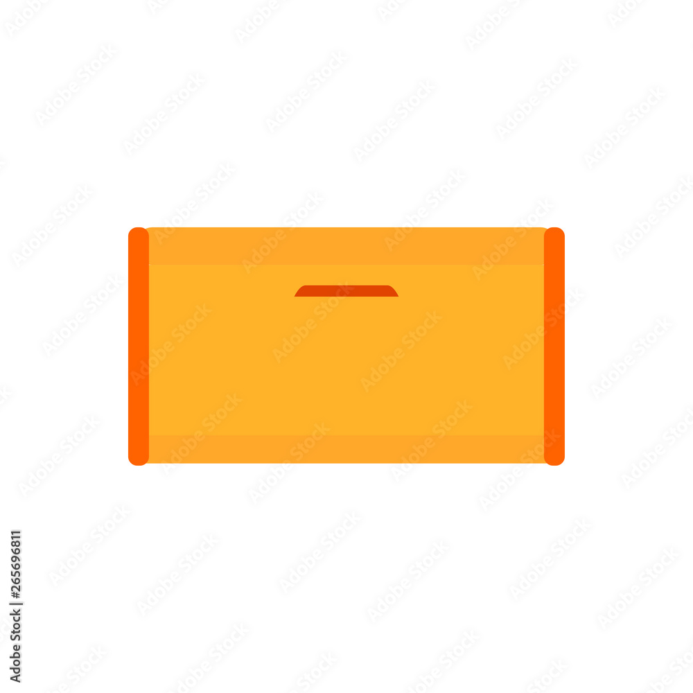 Breadbasket wooden brown box vector icon front view. Starvation container breakfast bin bake illustration Breadbasket wooden brown box vector icon front view. Starvation container breakfast bin bake illustration